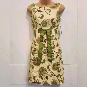 Kim Rogers Taupe Sleeveless A-line belted summer dress size 4P $68